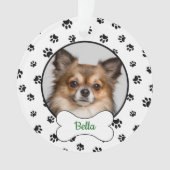 Niedlicher Hundename Jahr Knochen Schwarze Paw Dru Ornament (Vorderseite)