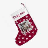 Niedlicher Hundename und Foto Rot- und Weißaufdruc Kleiner Weihnachtsstrumpf (Rückseite (Hängend))