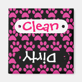 Niedlicher Hundepaw druckt Hot Pink Black Magnet (Vorne)
