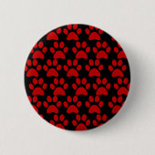Niedlicher Hundepaw druckt Red Black Button (Vorderseite)