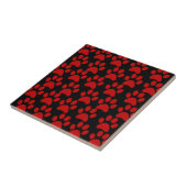 Niedlicher Hundepaw druckt Red Black Fliese (Seite)