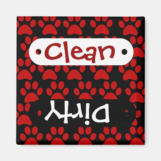 Niedlicher Hundepaw druckt Red Black Magnet (Vorne)