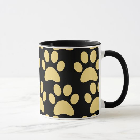 Niedlicher Hundepaw druckt Tan Black Tasse (Rechts)