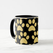 Niedlicher Hundepaw druckt Tan Black Tasse (Vorderseite Links)