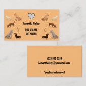 Niedlicher HUNDERWALKER PET SITZ Visitenkarte (Vorne/Hinten)