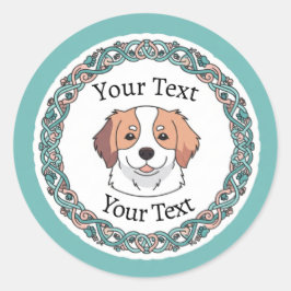 Niedlicher Hundeschleif mit benutzerdefiniertem Te Runder Aufkleber