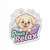 "Niedlicher Hundeschlitten Bath Paws Relax Sticker (Vorderseite)