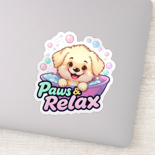 "Niedlicher Hundeschlitten Bath Paws Relax Sticker