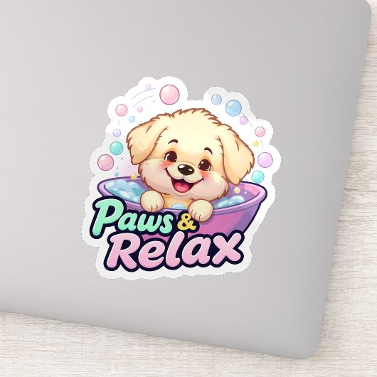 "Niedlicher Hundeschlitten Bath Paws Relax Sticker (Detail)