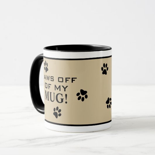 Niedlicher Hundeschlitten druckt Paws Off Typograf Tasse (Vorderseite Links)