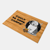 Niedlicher Hundeschlittencamper Alte Englische Sch Fußmatte (Schrägansicht)