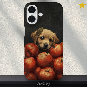Niedlicher Hundeschlitz Apfelmalerei benutzerdefin iPhone 16 Hülle