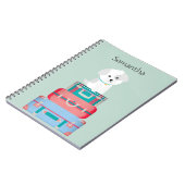 Niedlicher Hundesitz auf Koteletten Personalisiert Notizblock (Linke Seite)