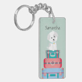 Niedlicher Hundesitz auf Koteletten Personalisiert Schlüsselanhänger (Vorderseite links)