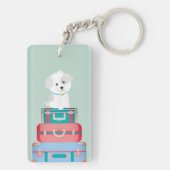 Niedlicher Hundesitz auf Koteletten Personalisiert Schlüsselanhänger (Rückseite)