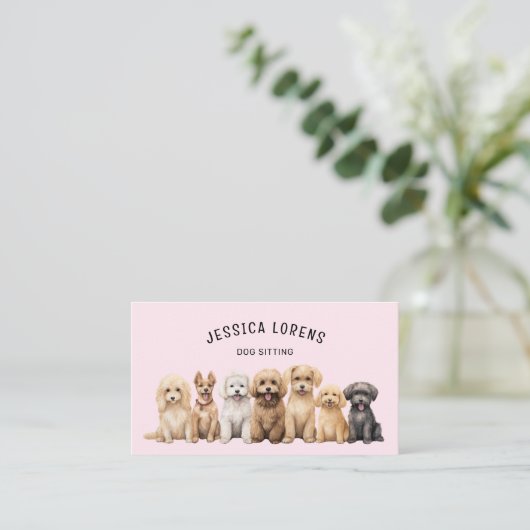 Niedlicher Hundesitz, Haustier-Groomer, Tierarzt, Visitenkarte (Stehend Vorderseite)