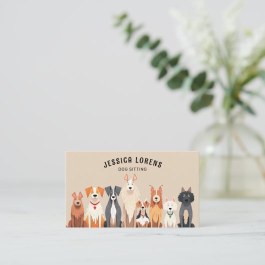 Niedlicher Hundesitz, Haustier-Groomer, Tierarzt, Visitenkarte (Stehend Vorderseite)