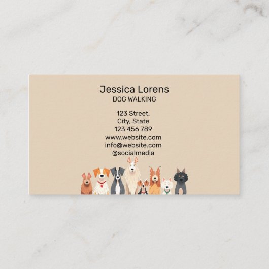 Niedlicher Hundesitz, Haustier-Groomer, Tierarzt, Visitenkarte (Rückseite)