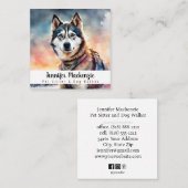 Niedlicher Hundesitz Sitter und Dog Walker Quadratische Visitenkarte (Vorne/Hinten)