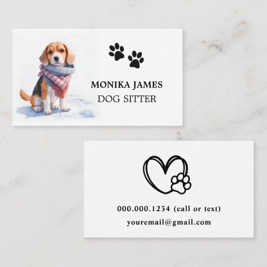 Niedlicher Hundesitz Visitenkarte (Vorne/Hinten)