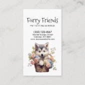Niedlicher Hundesitzender Haustierservice Wasserfa Visitenkarte (Vorderseite)