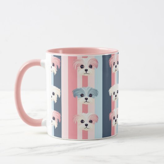Niedlicher Hundestreifen Rosa und Blau Tasse (Links)