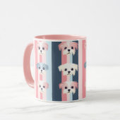 Niedlicher Hundestreifen Rosa und Blau Tasse (Vorderseite Links)