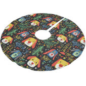 Niedlicher Hundeweihen Polyester Weihnachtsbaumdecke (Schrägansicht)