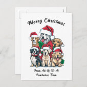 Niedlicher Hundeweihnacht Zeichnend Feiertagspostkarte (Vorne/Hinten)