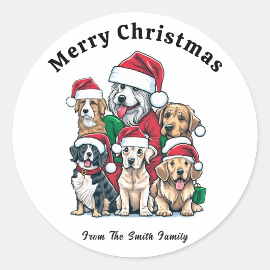 Niedlicher Hundeweihnacht Zeichnend Runder Aufkleber (Vorderseite)