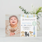 niedlicher Hundewelpen-Foto Einladung (Stehend Vorderseite)