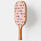 Niedlicher Hundewinkel Rosa Personalisierter Name  Pickleball Schläger (Links)