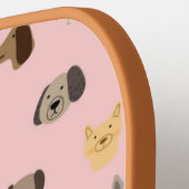 Niedlicher Hundewinkel Rosa Personalisierter Name  Pickleball Schläger (Linke Seite)