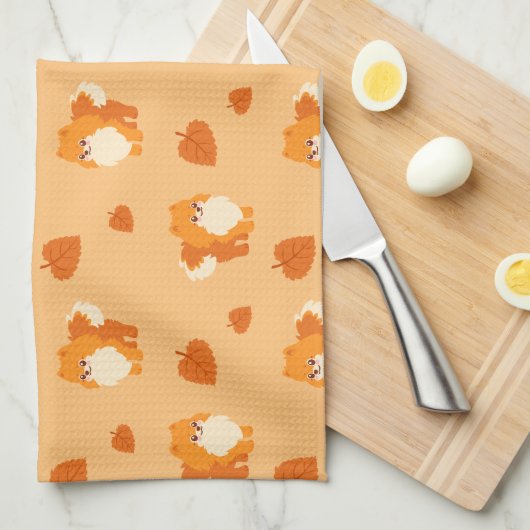 Niedlicher HundKawaii Spitz Geschirrtuch (Viertel Falte)