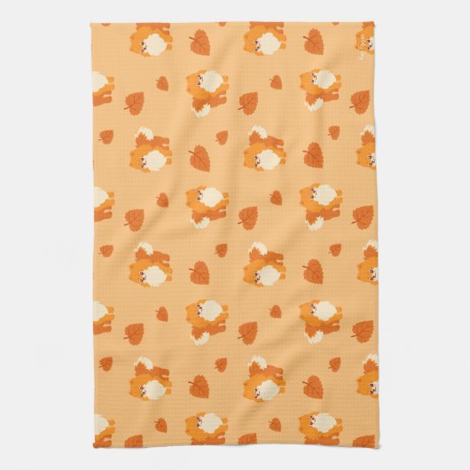 Niedlicher HundKawaii Spitz Geschirrtuch (Vertikal)