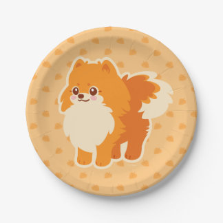 Niedlicher HundKawaii Spitz Pappteller