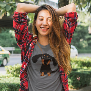 Niedlicher Hundshund-Cartoon für Langhaarige Dacke T-Shirt