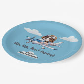 Niedlicher Hundspilot und Cessna Flugzeug, Reisen, Pappteller (Schrägansicht)