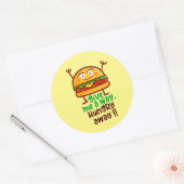 Niedlicher Hunger weg Burger Round Sticker (Umschlag)