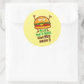 Niedlicher Hunger weg Burger Round Sticker (Tasche)