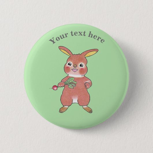 Niedlicher Hungersbunny Bunny Rabbit Green Button (Vorderseite)
