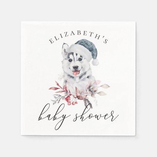 Niedlicher Huskehund. Winter-Baby-Dusche Serviette (Vorderseite)