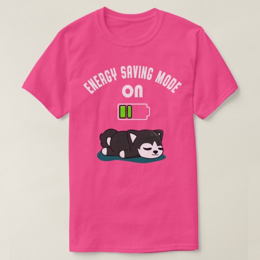 Niedlicher Husky-Akku energiearme Hunde-Spaß T-Shirt (Design vorne)