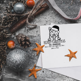 Niedlicher Husky Dog Frohe Weihnachtsfeier Rücksen Gummistempel