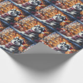 Niedlicher Husky Dog Pet in der Weihnachtslandscha Geschenkpapier (Ecke)