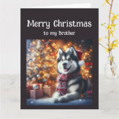 Niedlicher Husky Hund Haustier Karte (Gelbe Blume)