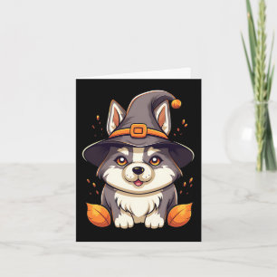 Niedlicher Husky-Hund in einem Hexenhutehund Dankeskarte