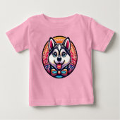 Niedlicher Husky Illustriert in Mandala Style Baby T-shirt (Vorderseite)