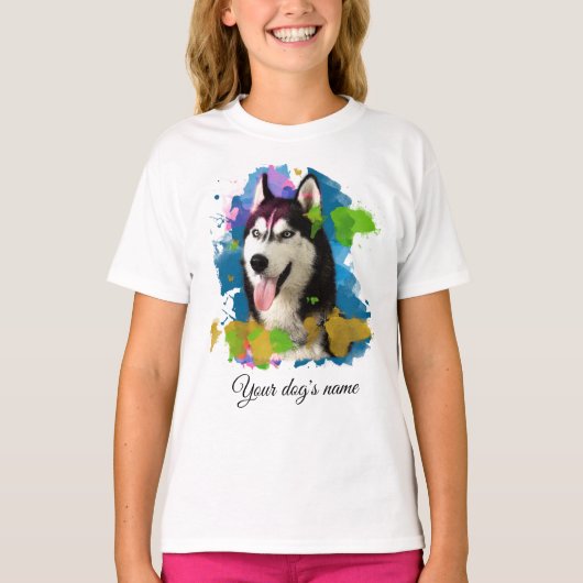 Niedlicher Husky. T-Shirt (Vorderseite)
