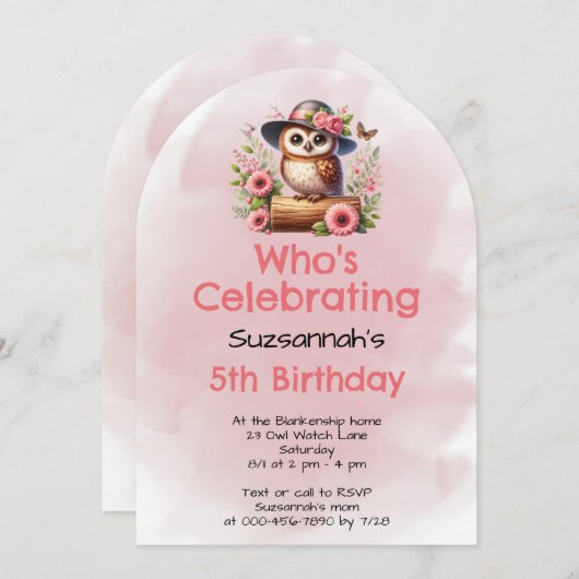 Niedlicher Hut, der ein Blatt trägt, das auf einem Einladung (Vorne/Hinten)